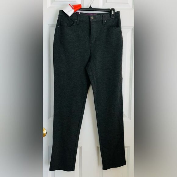 GLORIA VANDERBILT AMANDA WOMEN'S PANTS SIZE 8 GREY KNIT HIGH RISE, CLASSIC FIT - Picture 2 of 11